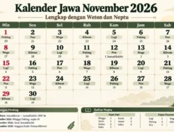 Kalender Jawa November 2026 Lengkap Weton, Neptu, dan Hari Penting